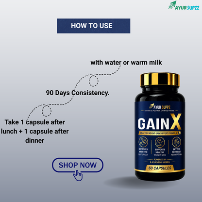 Gain X – Ayurvedic Weight Gain Support Formula